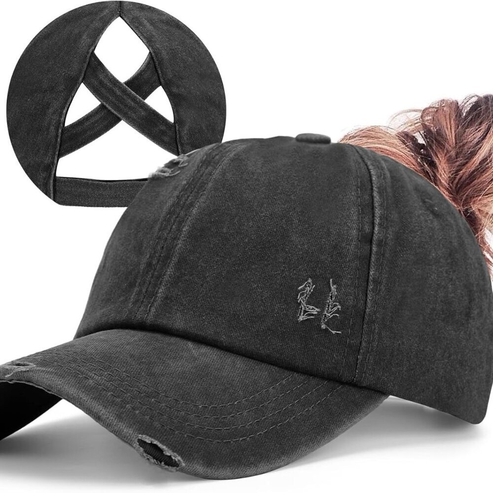Women's High Ponytail Baseball Cap Performance Running Hat Quick Dry Mesh Sports